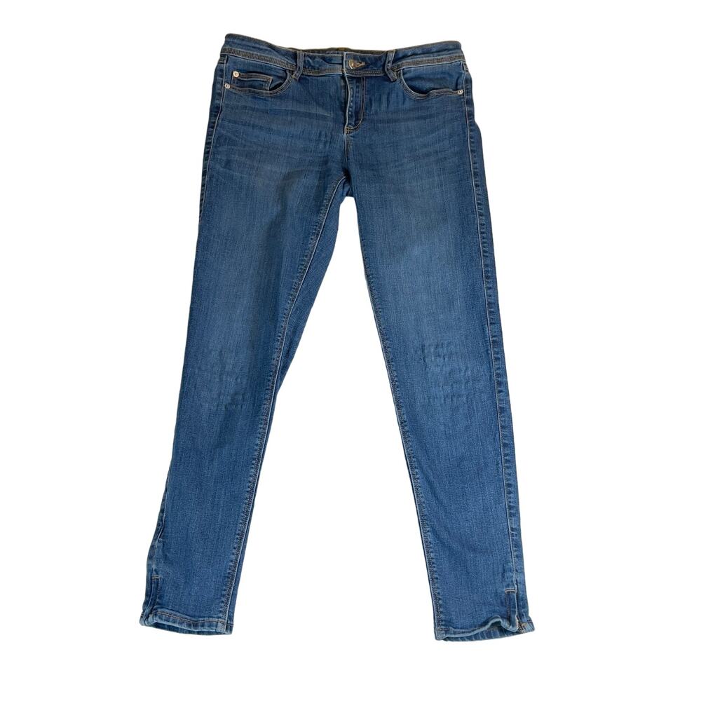 Zara Basic Denim Department Mid Rise Skinny Jeans Woman 8 32W Zipper Cuffs Z1975